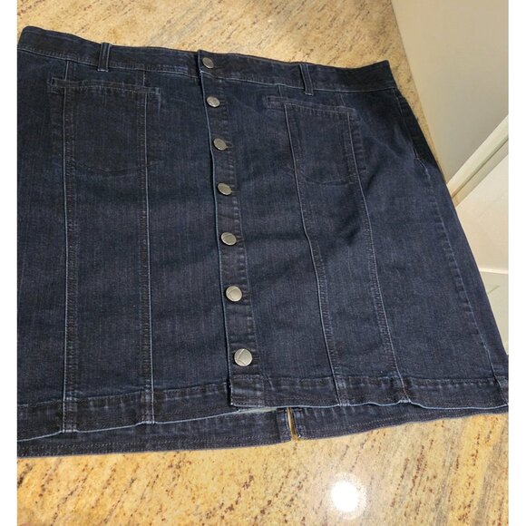 Lane Bryant Skirt Denim Jean Button Front Pencil Women Plus Sz 26W Tummy Control - Picture 5 of 13